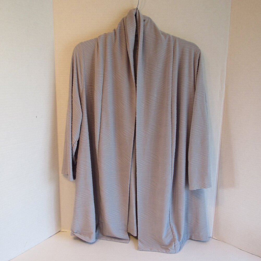 Croft & Barrow Ribbed Knit Gray 3/4 Sleeve Open Front Swing Cardigan Size 1X
